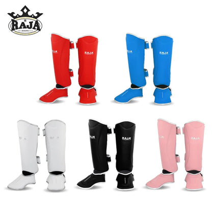 RAJA Boxing Shin Guard Genuine Leather Leg Instep Protection Pads MMA Men Martial Arts Kicking Sparring Training Gear BJJ Karate