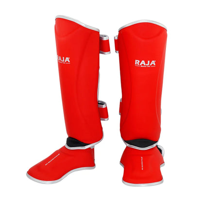 RAJA Boxing Shin Guard Genuine Leather Leg Instep Protection Pads MMA Men Martial Arts Kicking Sparring Training Gear BJJ Karate