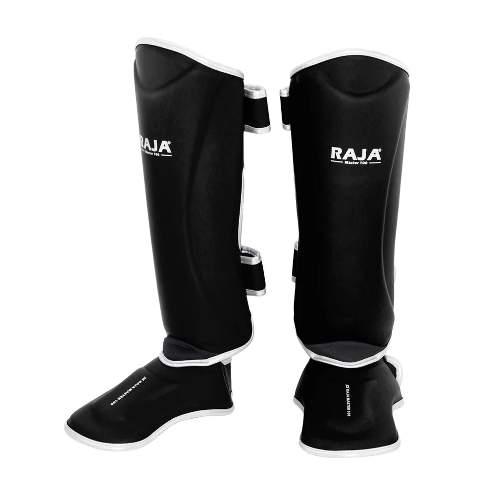 RAJA Boxing Shin Guard Genuine Leather Leg Instep Protection Pads MMA Men Martial Arts Kicking Sparring Training Gear BJJ Karate