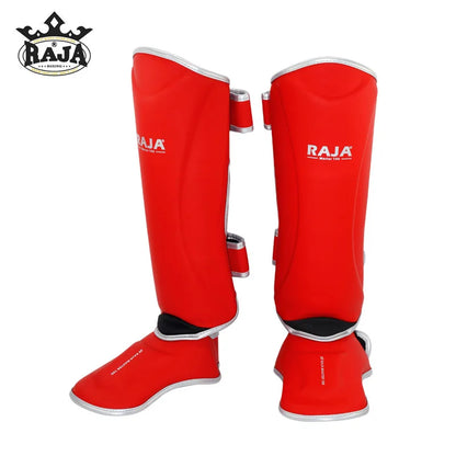 RAJA Boxing Shin Guard Genuine Leather Leg Instep Protection Pads MMA Men Martial Arts Kicking Sparring Training Gear BJJ Karate
